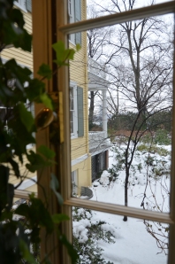 THE VIEW OUT GRACIE MANSION'S WINDOW ONTO THE PORCH